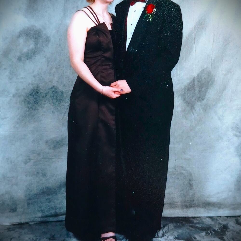 De Laru by Sheila Yen VTG Y2K Strapless Maxi Prom Gown 11/12 dk brown satin vlvt - Picture 3 of 15